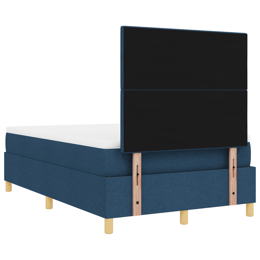 Produktbild för LED Box Säng med huvudgavel Blå 120 x 190 cm tyg