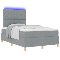 Produktbild för LED Box Säng med huvudgavel Ljusgrå 120 x 190 cm tyg