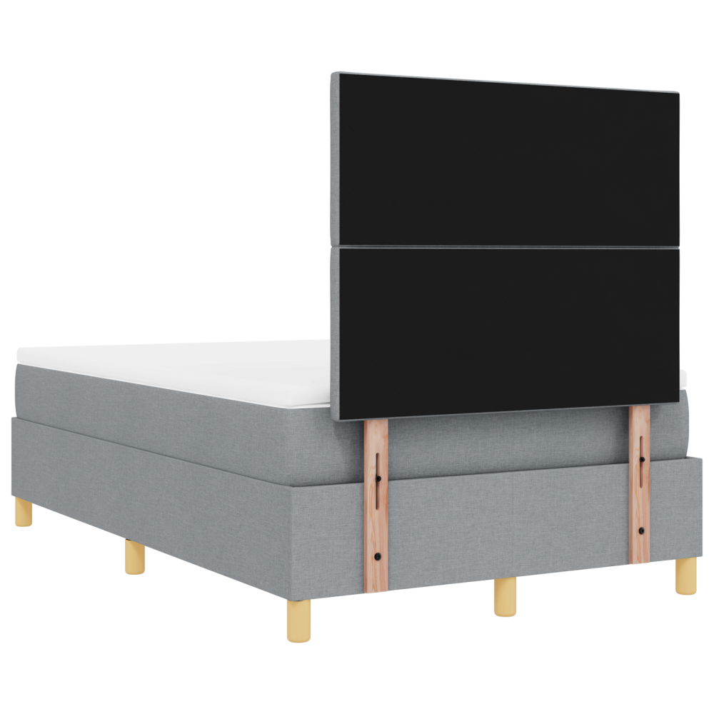 Produktbild för LED Box Säng med huvudgavel Ljusgrå 120 x 190 cm tyg