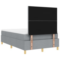 Produktbild för LED Box Säng med huvudgavel Ljusgrå 120 x 190 cm tyg