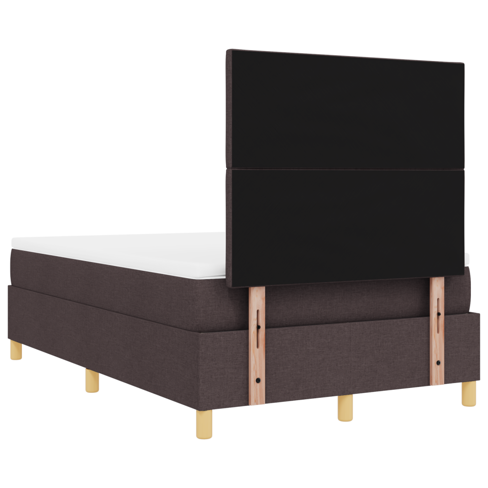 Produktbild för LED Box Säng med huvudgavel Mörkbrun 120 x 190 cm tyg