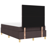 Produktbild för LED Box Säng med huvudgavel Mörkbrun 120 x 200 cm tyg