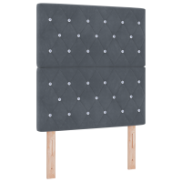 Produktbild för LED Box Säng med madrass med huvudgavel Mörkgrå 80 x 200 cm tyg