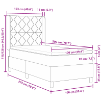 Produktbild för LED Box Säng med huvudgavel Svart 100 x 200 cm tyg