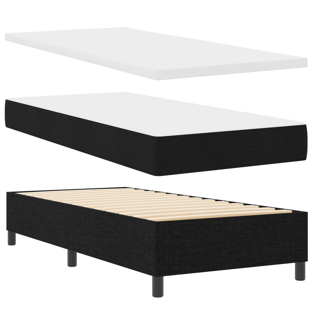 Produktbild för LED Box Säng med huvudgavel Svart 100 x 200 cm tyg