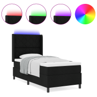 Produktbild för LED Box Säng med huvudgavel Svart 100 x 200 cm tyg