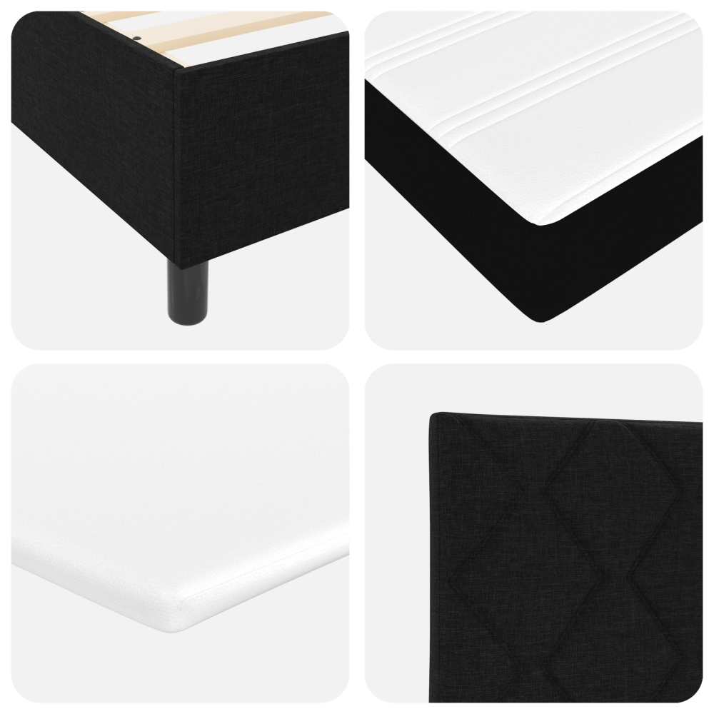Produktbild för LED Box Säng med huvudgavel Svart 100 x 200 cm tyg