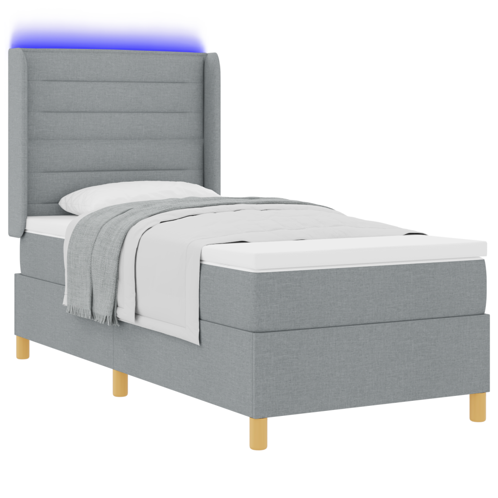 Produktbild för Bäddfjäder med LED-ljusslingor Ljusgrå 100 x 200 cm tyg