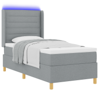 Produktbild för Bäddfjäder med LED-ljusslingor Ljusgrå 100 x 200 cm tyg