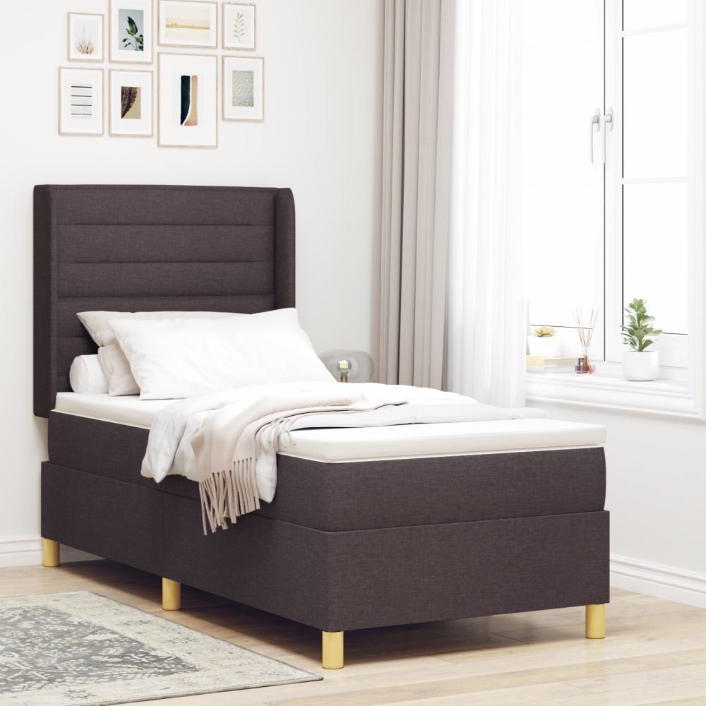 Produktbild för Bäddfjäder med LED-ljusslingor Brun 100 x 200 cm tyg
