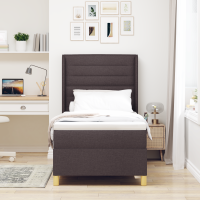 Produktbild för Bäddfjäder med LED-ljusslingor Brun 100 x 200 cm tyg