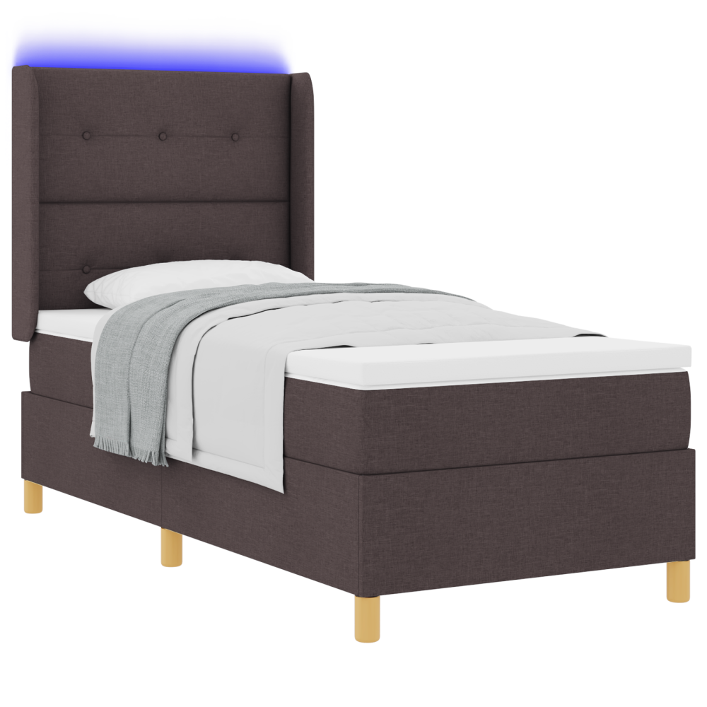 Produktbild för Bäddfjäder med LED-ljusslingor Brun 80 x 200 cm tyg