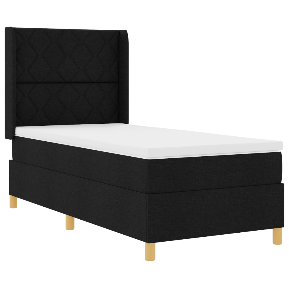 Produktbild för Bäddfjäder med LED-ljusslingor Svart 100 x 200 cm tyg