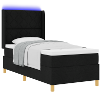 Produktbild för Bäddfjäder med LED-ljusslingor Svart 100 x 200 cm tyg