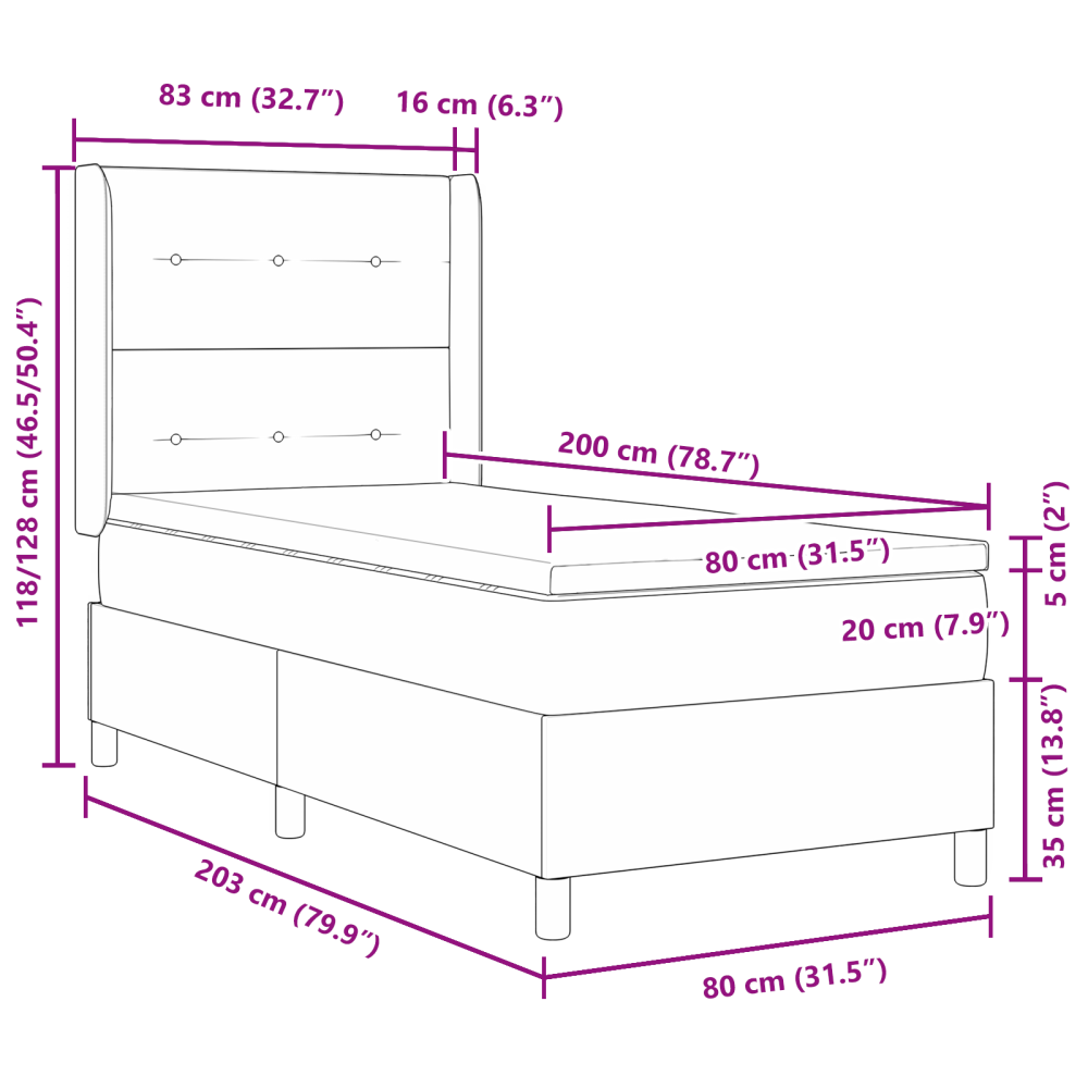 Produktbild för Bäddfjäder med LED-ljusslingor Mörkgrå 80 x 200 cm Sammet