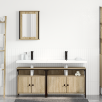 Produktbild för Badrumsmöbelset med hylla med dörr 3 pcs Brun Konstruerat trä