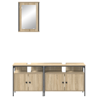 Produktbild för Badrumsmöbelset med hylla med dörr 3 pcs Brun Konstruerat trä
