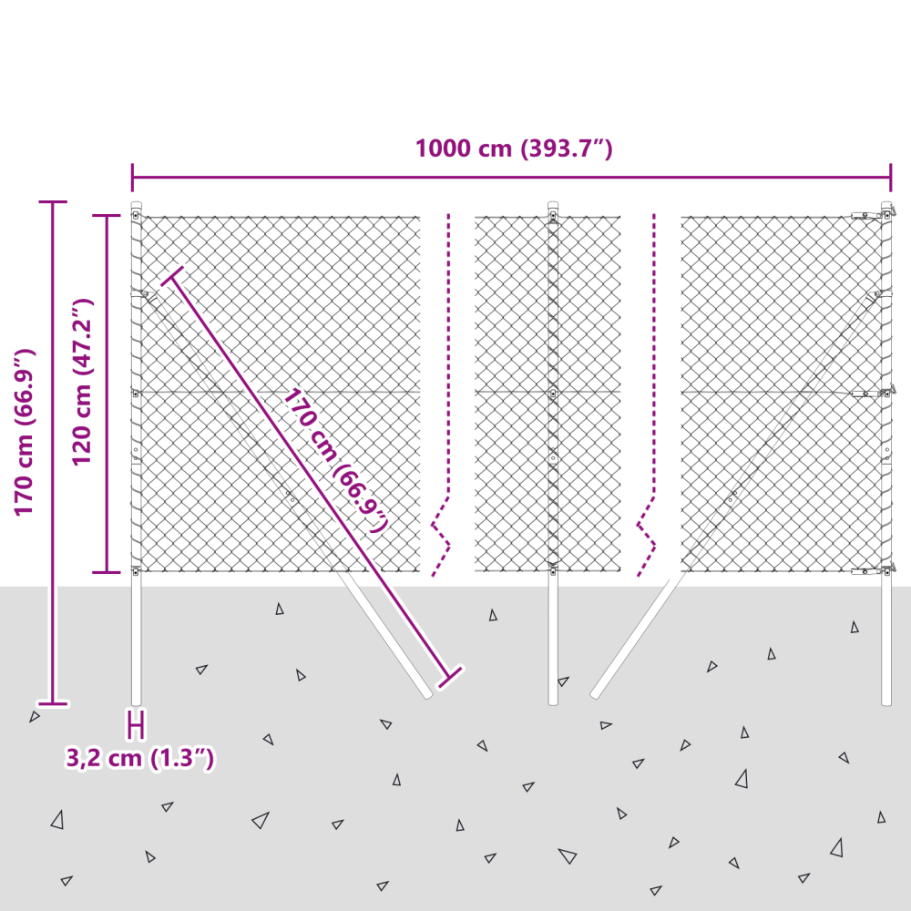 Produktbild för Kedjehängd Stängsel Markfix 10 x 1,2 m PVC-belagda stål Grön