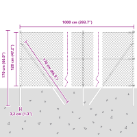 Produktbild för Kedjehängd Stängsel Markfix 10 x 1,2 m PVC-belagda stål Grön