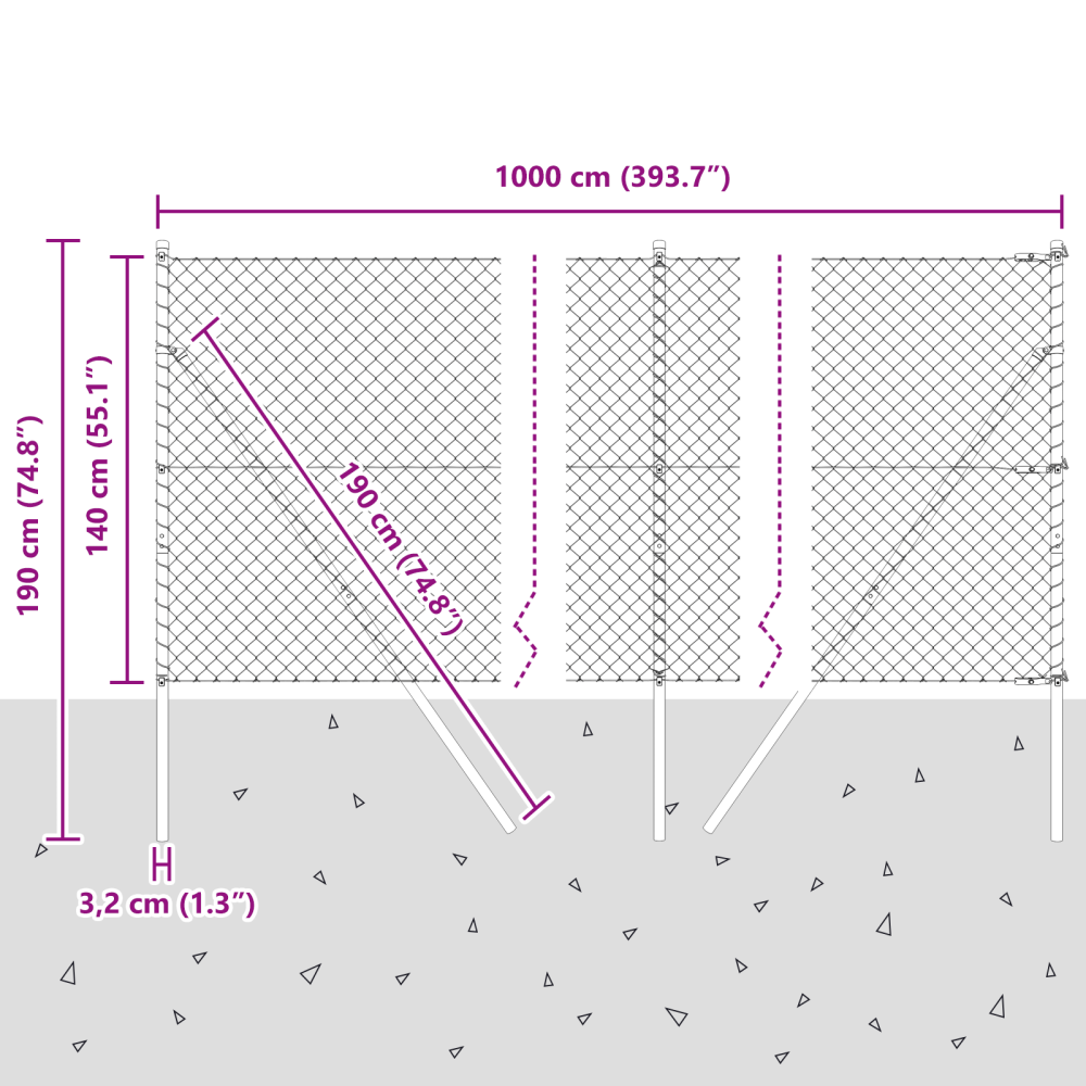 Produktbild för Kedjehängd Stängsel Markfix 10 x 1,4 m PVC-belagda stål Grön