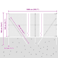 Produktbild för Kedjehängd Stängsel Markfix 10 x 1,4 m PVC-belagda stål Grön