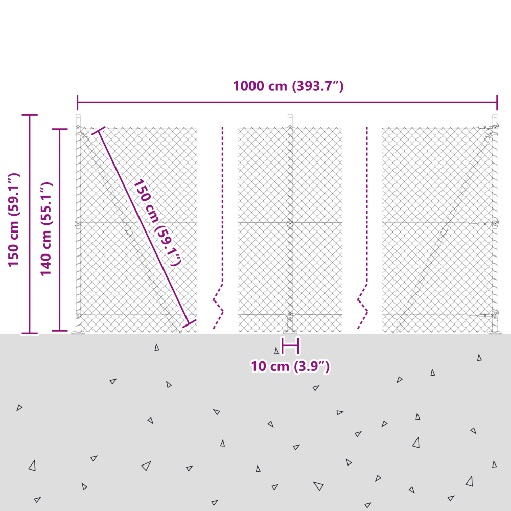 Produktbild för Länkfence med betongbas 10 x 1,4 m PVC-belagda stål Grön Mesh