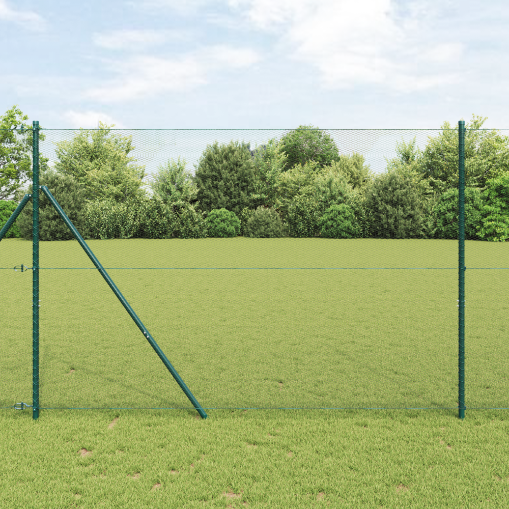 Produktbild för Hexagonalt staket markfäste 50 x 1,5 m PVC-belagda stål Grön