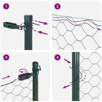 Produktbild för Hexagonalt staket markfäste 50 x 1,5 m PVC-belagda stål Grön