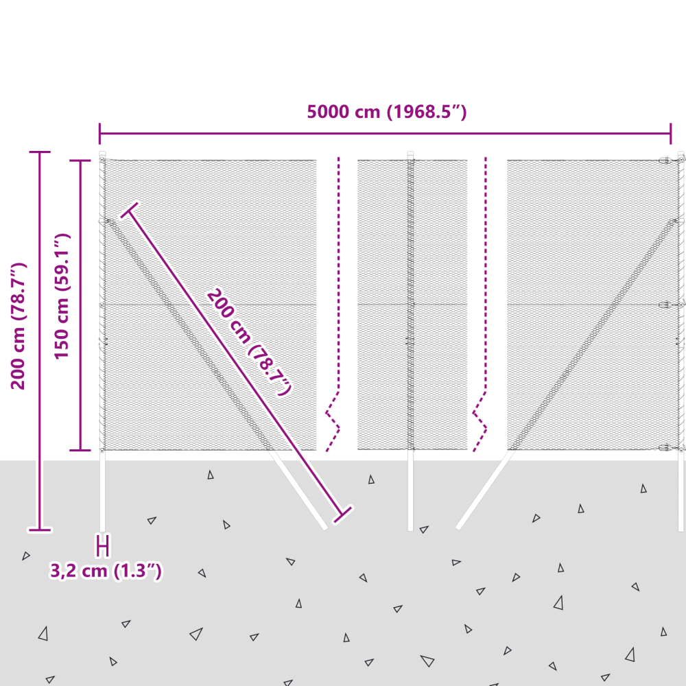 Produktbild för Hexagonalt staket markfäste 50 x 1,5 m PVC-belagda stål Grön