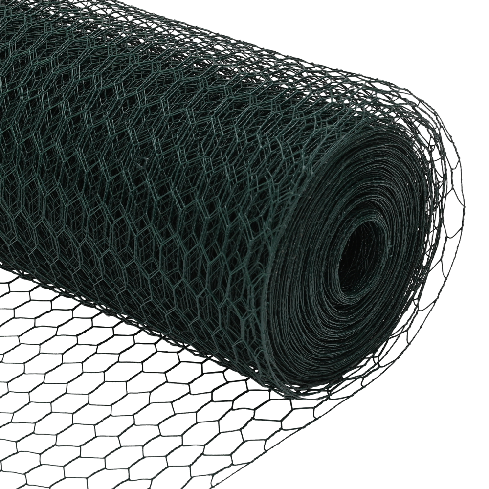 Produktbild för Hexagonalt staket markfäste 50 x 1,5 m PVC-belagda stål Grön