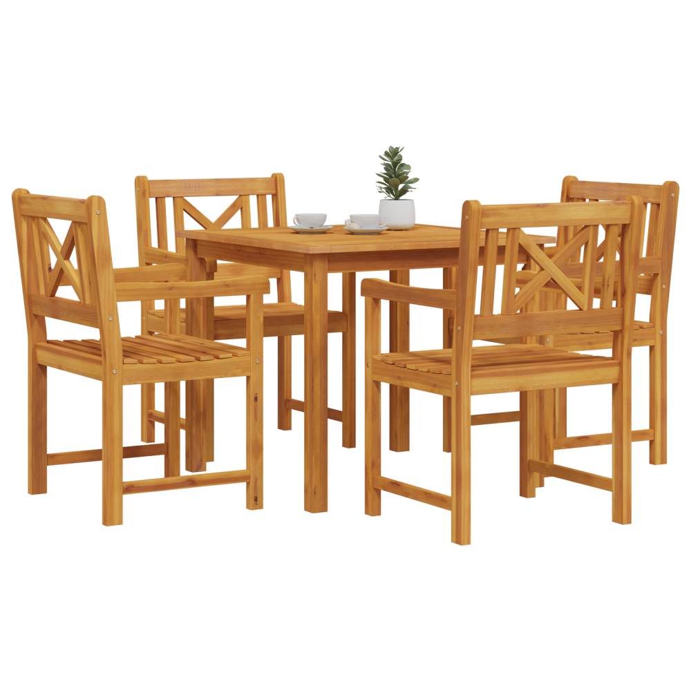 Produktbild för Trädgårdsmöbelset 5 pcs Brun Massivt akaciaträ