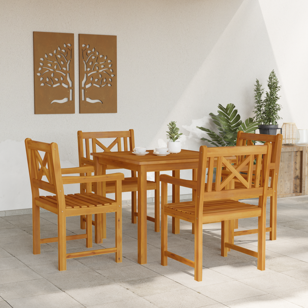 Produktbild för Trädgårdsmöbelset 5 pcs Brun Massivt akaciaträ