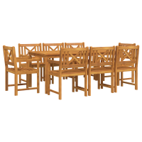 Produktbild för Trädgårdsmöbelset 9 pcs Brun Massivt Akaciaträ