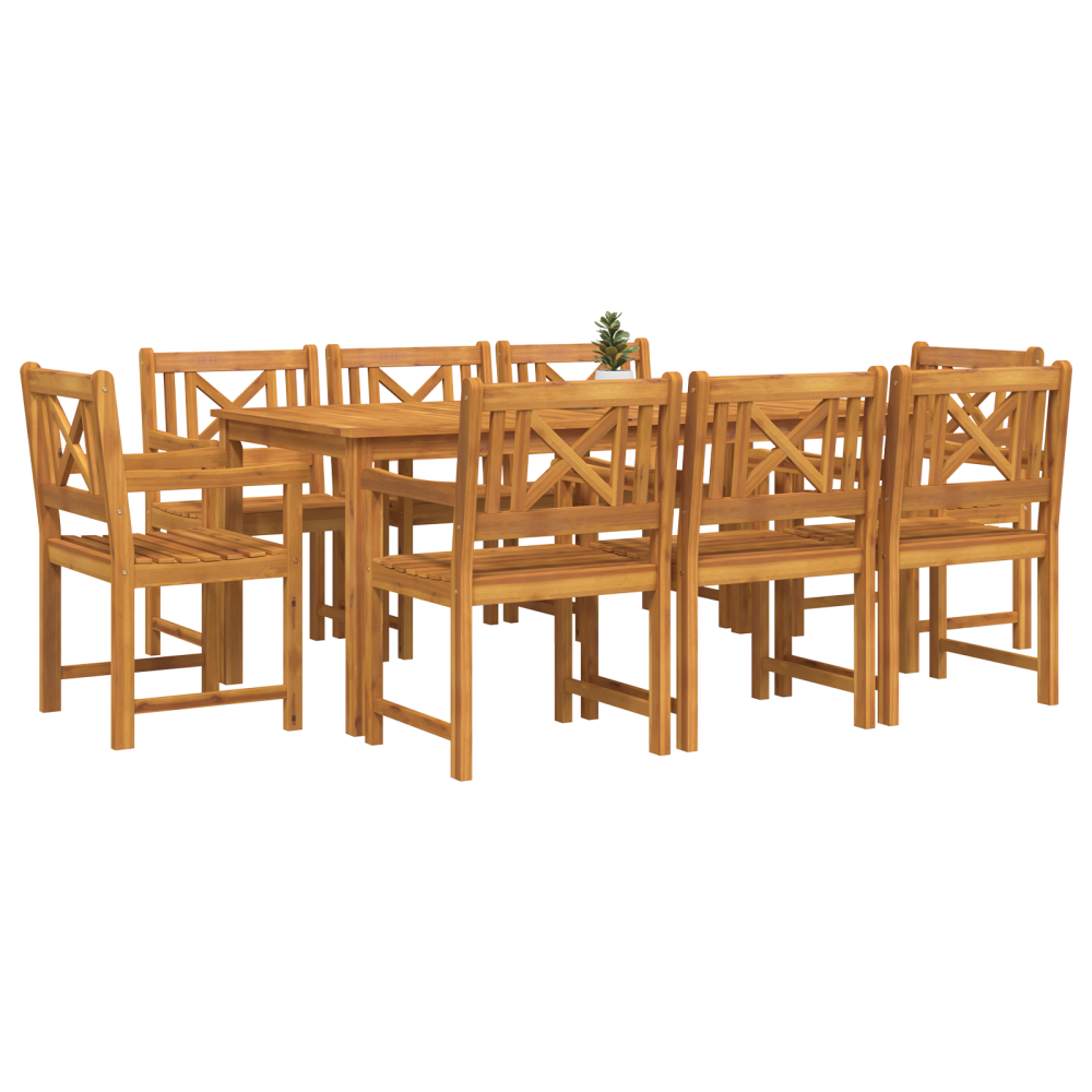 Produktbild för Trädgårdsmöbelset 9 pcs Brun Massivt Akaciaträ