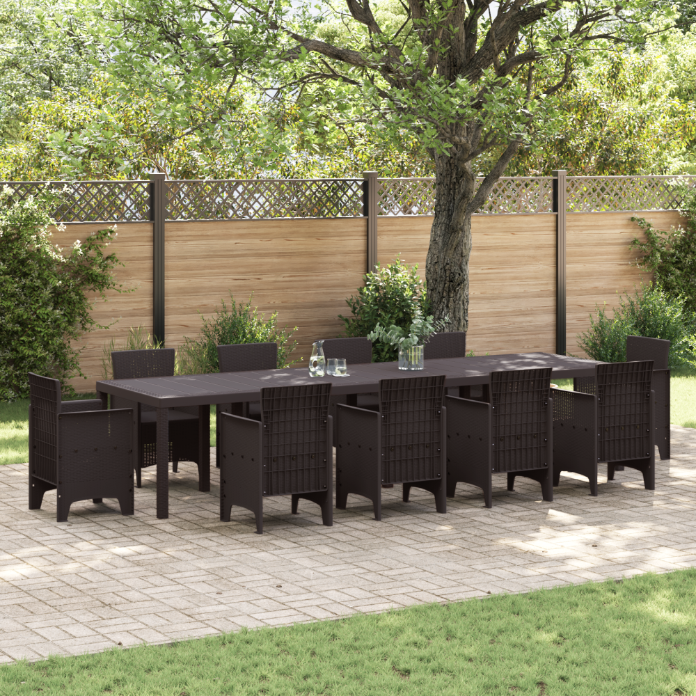 Produktbild för Trädgårdsbord Brun 350 x 100 x 74 cm konstrotting