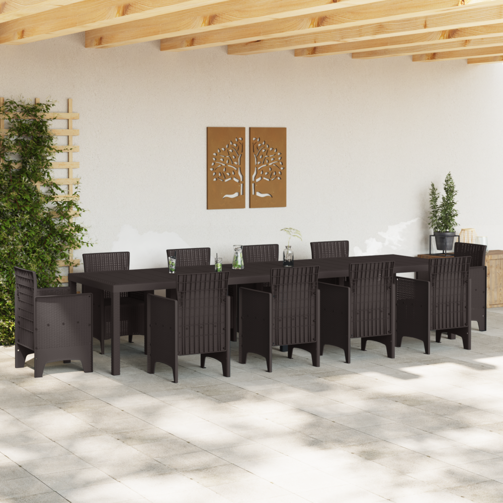Produktbild för Trädgårdsbord Brun 350 x 100 x 74 cm konstrotting