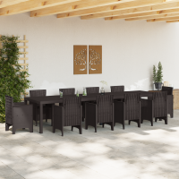 Produktbild för Trädgårdsbord Brun 350 x 100 x 74 cm konstrotting
