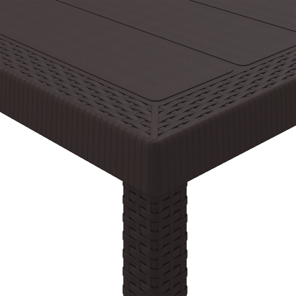 Produktbild för Trädgårdsbord Brun 350 x 100 x 74 cm konstrotting