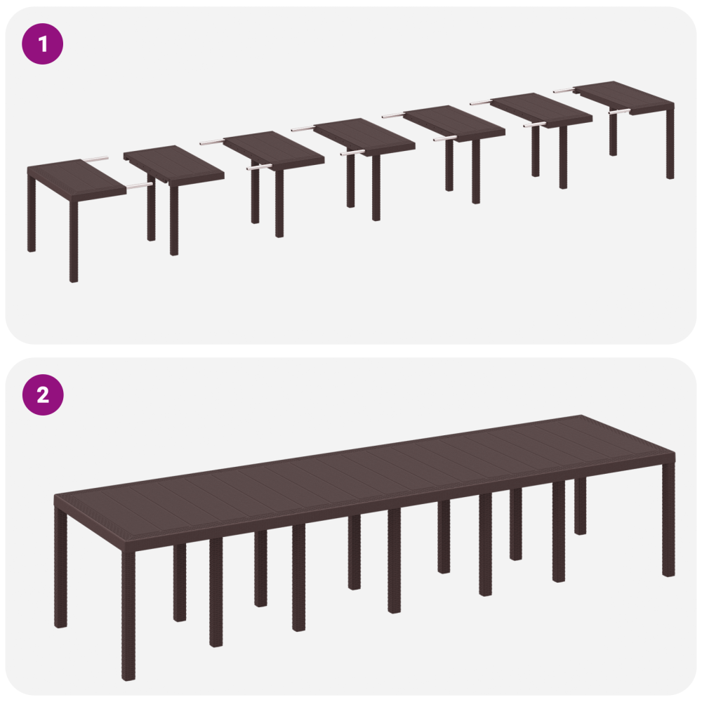Produktbild för Trädgårdsbord Brun 350 x 100 x 74 cm konstrotting