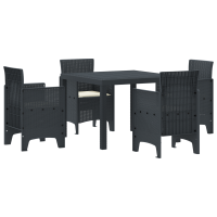 Produktbild för Trädgårdsmöbelset 5 pcs Antracit Polypropylen