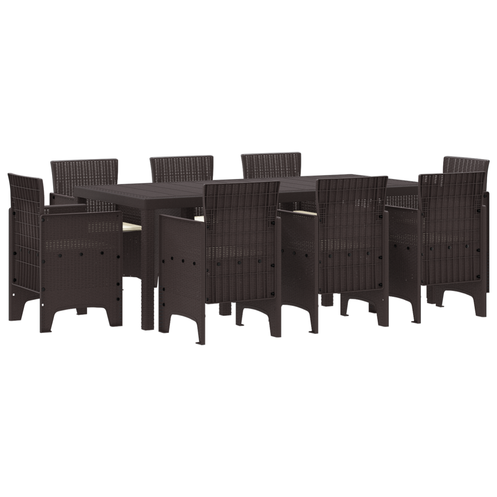 Produktbild för Trädgårdsmöbelset 9 pcs Brun Polypropylen