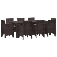 Produktbild för Trädgårdsmöbelset 9 pcs Brun Polypropylen