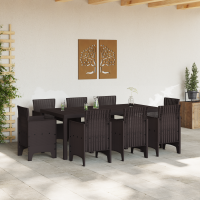 Produktbild för Trädgårdsmöbelset 9 pcs Brun Polypropylen
