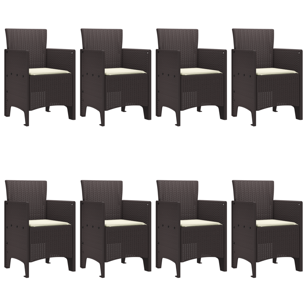 Produktbild för Trädgårdsmöbelset 9 pcs Brun Polypropylen