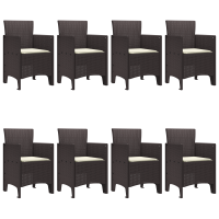Produktbild för Trädgårdsmöbelset 9 pcs Brun Polypropylen