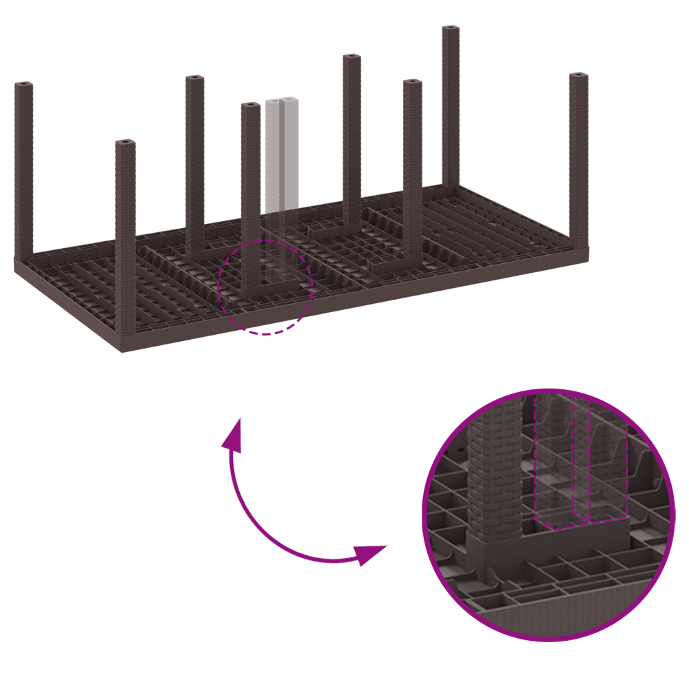 Produktbild för Trädgårdsmöbelset 9 pcs Brun Polypropylen