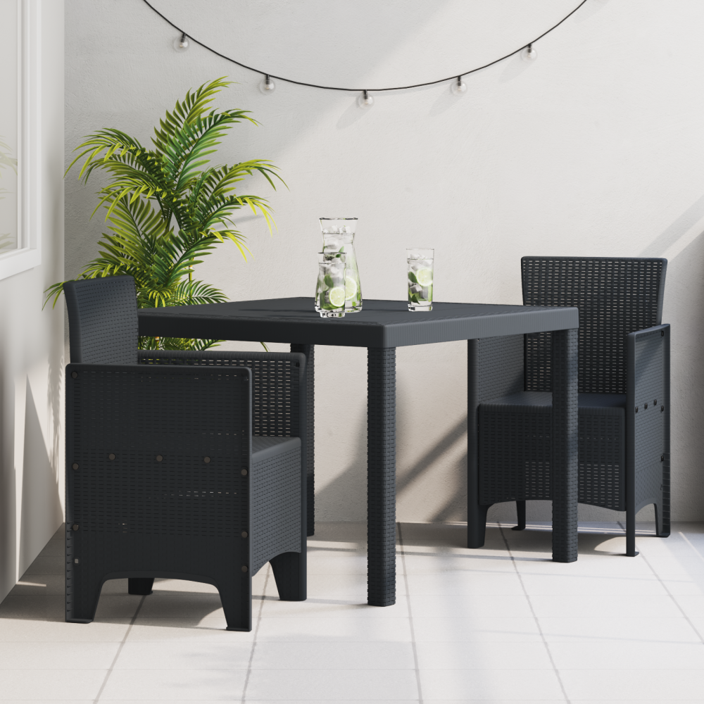 Produktbild för Trädgårdsmöbelset 3 pcs Antracit Polypropylen