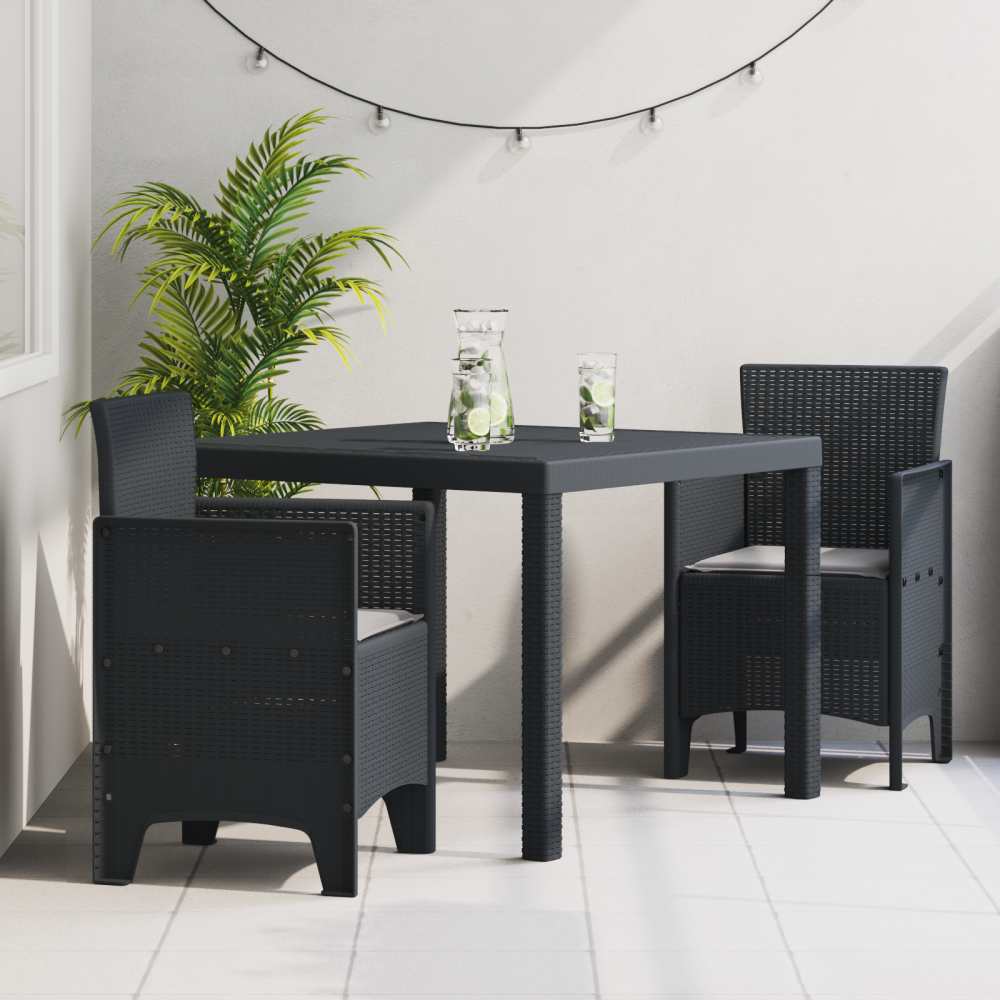 Produktbild för Trädgårdsmöbelset 3 pcs Antracit Polypropylen