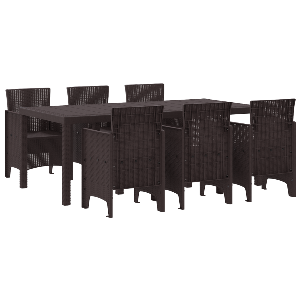 Produktbild för Trädgårdsmöbelset 7 pcs Brun Polypropylen