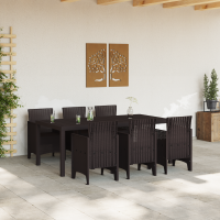 Produktbild för Trädgårdsmöbelset 7 pcs Brun Polypropylen